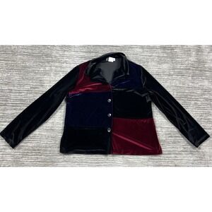 Vintage Giorgio‎ Fiorlini Jacket Womens Large Multicolor Velour Button Front